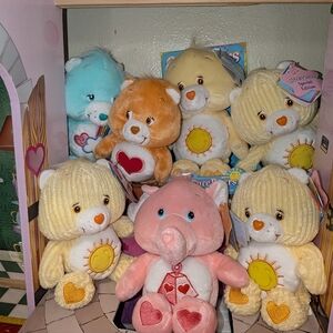 Care Bears Plush Collection with Pink, Blue, and Yellow Bears Collectables
